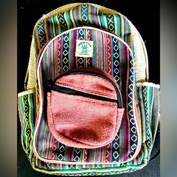 Unisex Pure Himalayan Hemp Backpack with Laptop Compartment and multiple pockets - Picture 2 of 5